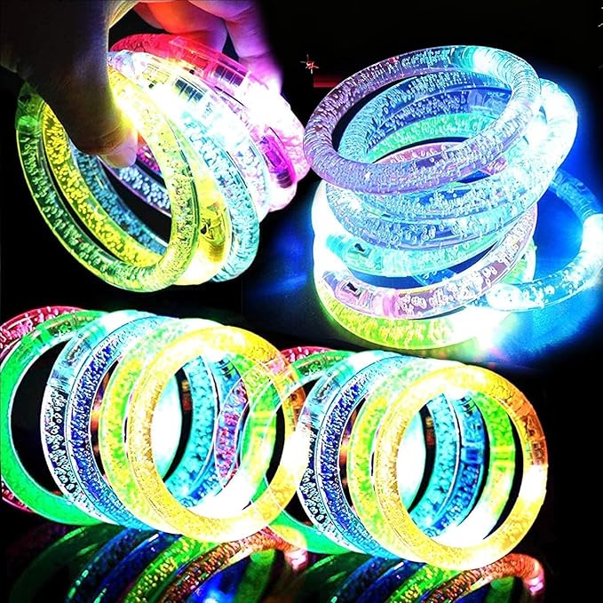 AMENON 24 Pack Glow In The Dark LED Bracelets Party Favors for Kids Party Supplies Flashing Light Up Bracelet Glow Sticks Party Toys Neon Accessory Concert Birthday Party Games Easter Basket Gifts