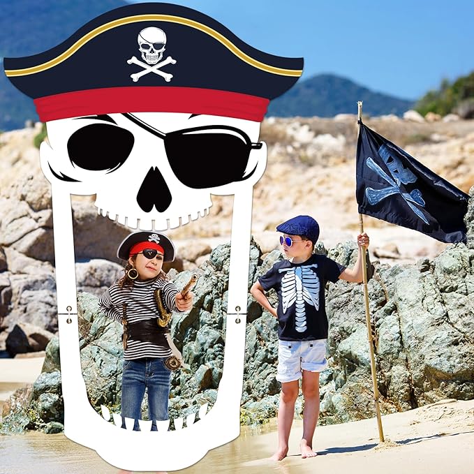 Pirate Party Porch Banner Pirate Theme Party Decorations Captain Hat Skull Door Hanging Banner Backdrop for Nautical Birthday Photo Booth Props Favor Supplies