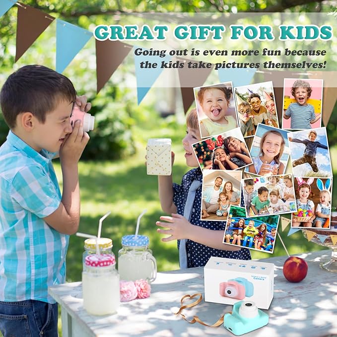 Kids Camera for Boys Girls, Kids Selfie Camera for 6 7 8 9 Year Old Boys Girls, Children Digital Video Camcorder Camera, Christmas Birthday Gifts for Kid Toddler Toys with 32GB SD Card