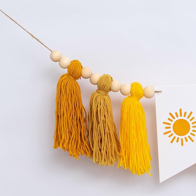 Gostman Sun One Tassel High Chair Banner - First Trip Around The Sun Birthday Party Decoration, Sun Sign First Birthday Party Supplies, Sunshine Highchair Banner