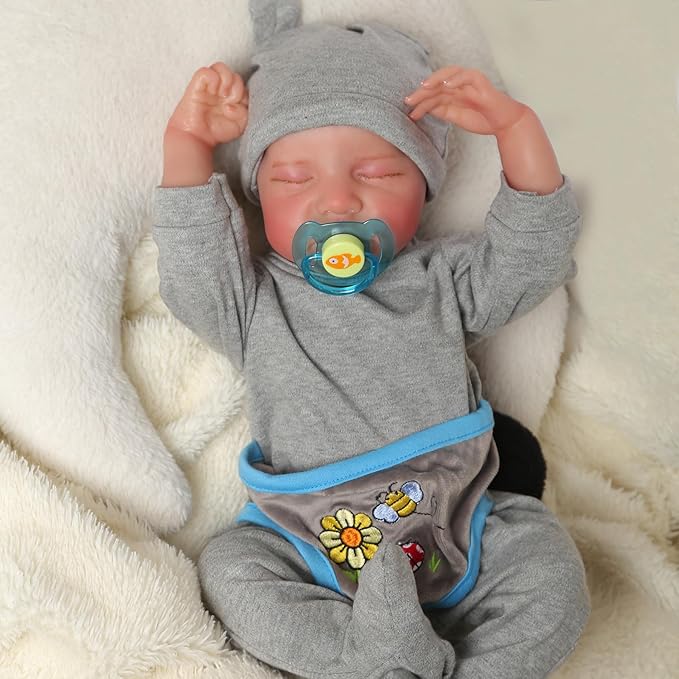 Realistic Reborn Baby Dolls Boy 17-Inch Realistic Baby Doll Soft Vinyl Lifelike Babe Newborn Babe Dolls Accessories for 3+ Years Old (Blue)