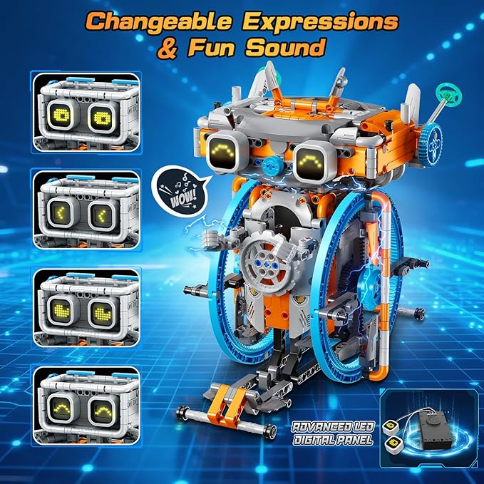 RC Robot Toys with Changeable LED Eyes & Sound, App & Remote Control Rechargeable Robotics with Unqiue Wheel Design 5-in-1 Model Kit Gift for Kids Boys Girls Teens Age 12+ Years Old(783 PCS)
