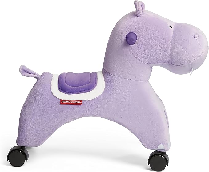 Radio Flyer Holly The Rolling Hippo Ride On, Ages 1-3, EZ-Glide 360-degree Wheels, Easy Grip Handles, Soft Plush Face, Ideal for Active and Imaginative Play, Toddler Ride On Toys