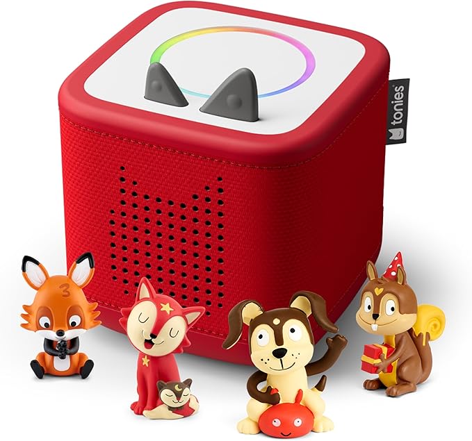 Toniebox 2 Audio Player Favorite Songs Bundle for Kids 1+ with Playtime Puppy, Bedtime Songs, Counting Songs, and Celebration Songs - Sunset Red