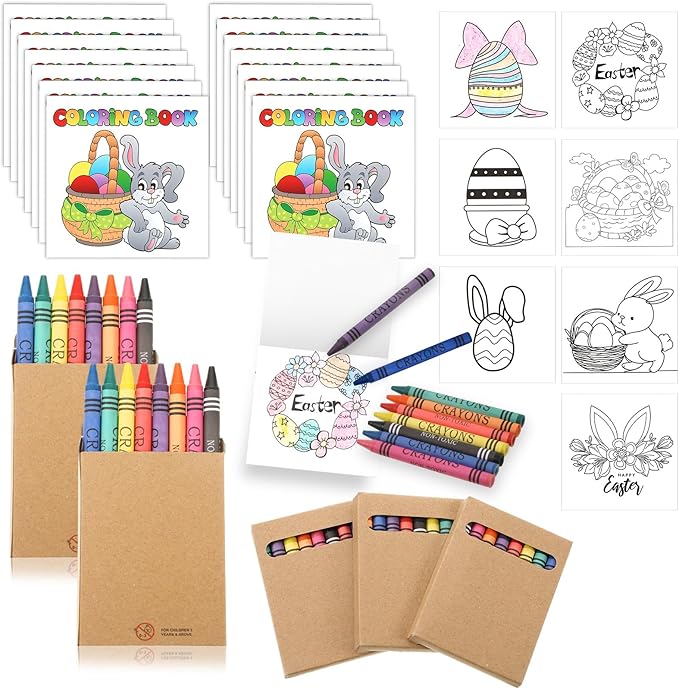270 Pcs Mini Easter Coloring Books Bulk with Crayons, Easter Activity Books Basket Stuffer Gifts for Activity Classroom Gifts Home Party Favors Supplies