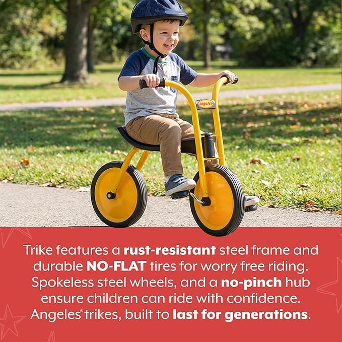 Angeles MyRider Kids Tricycle, Toddler Tricycle with Solid Airless Rubber Tires, Kids Bike for Preschools and Daycare, Ages 3+, 16" Tall Seat