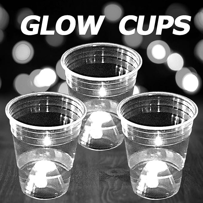 mishunyus 40 Pack Glow Cup,16 oz. - White Cups - Cold Cups for Party, Drinking Cups for All Occasions, Birthday Party,Club party Decoration Weddings, BBQ, Beach, Holidays