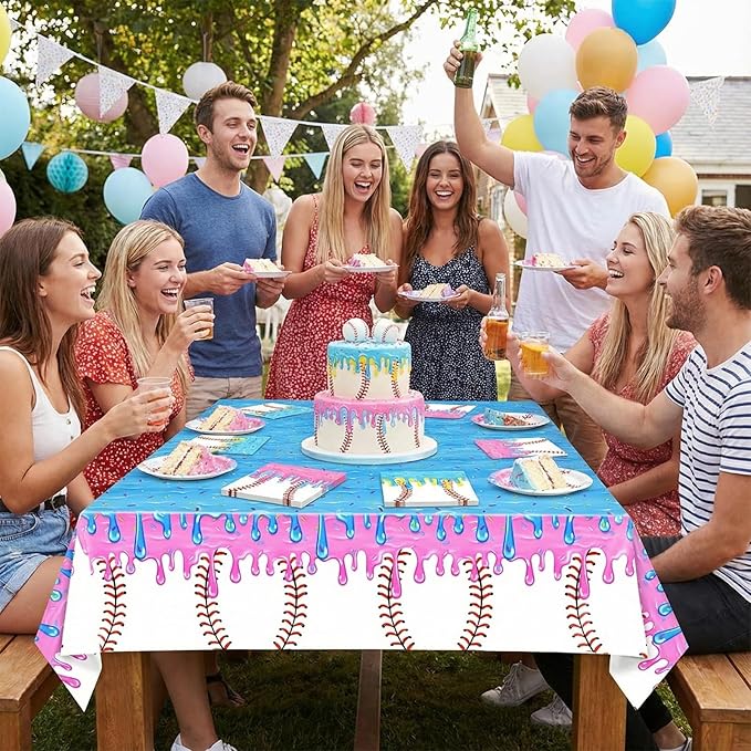 41PCS Ice Cream Drip Baseball Party Decorations Baseball Ice Cream Theme Party Plates and Napkins,Tablecloth,Colorful Sport Party Disposable Dinnerware Set for Kids Birthday Baby Shower Table Decor