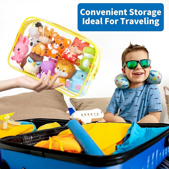 Oriate Zoo Animals Finger Puppets, 10PCS Infant Jungle Animals Finger Bath Pool Toys, Puppet Theater Storage Bags incl, 12m+ Toddler Travel Toys Valentines Gifts Easter Eggs Basket Stuffers