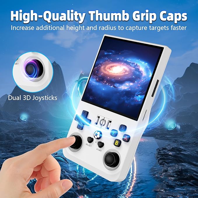 R36MAX Retro Handheld Game Console, 4.0 Inch IPS Screen Retro Gaming Console,Linux System, 4000mAh Battery Portable Pocket Mini Arcade, Built-in 128G,Pearl White