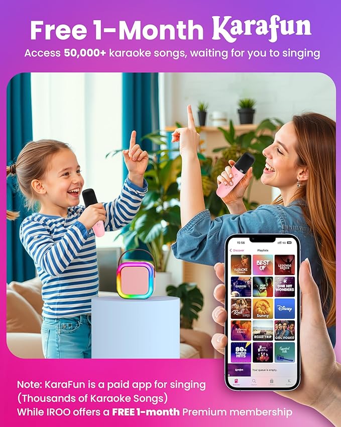 Mini Karaoke Machine for Kids, 2026 TOP Toys Birthday Gifts Ideas for Girls Ages 4, 5, 6, 7, 8, 9, 10, 12+ Years Old, Portable MP3 Player with 3 Wireless Mics for Family Home Party
