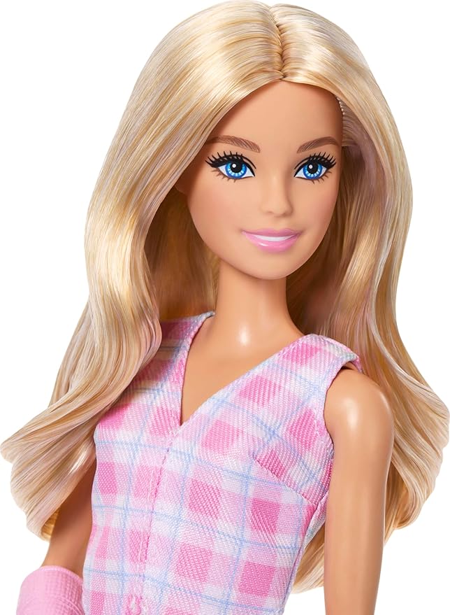 Barbie Fashionistas Doll #243 with Blonde Hair and Pink Arm Cast Accessory, Wearing Plaid Top and Skirt with Pink Loafers