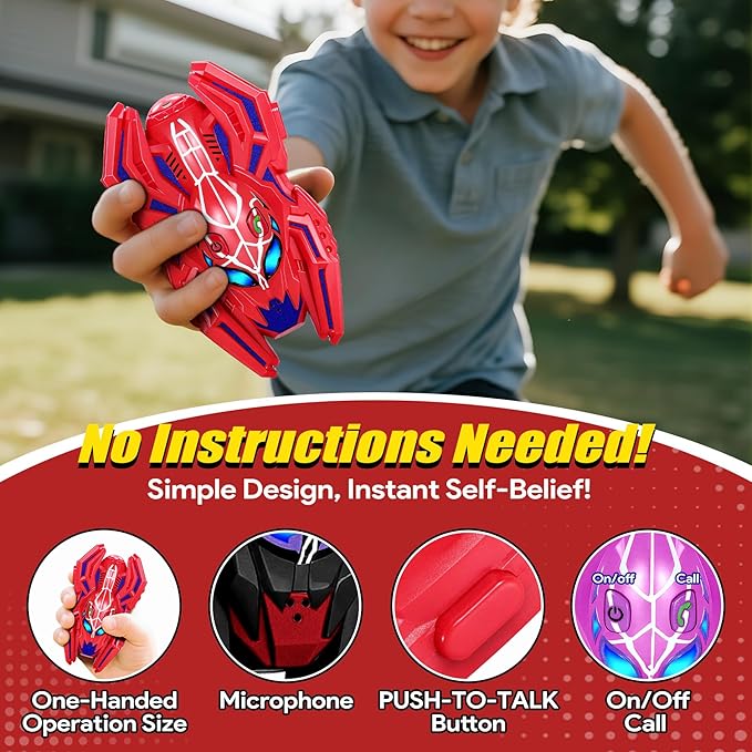 Vvinca Transform Toys Walkie Talkies for Kids 4 Pack -Spider Toys for Boys Girls Age 3-5 5-7 8-12 Christmas Birthday Gifts for Kids Adjustable Strap Voice-Changing Clear Sound Camping Outdoor