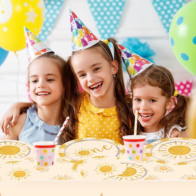 Boho Sun Party Decorations for Birthday Sun Party Tableware Includes Bohemia Sunshine Plates Napkins Tablecloth | Serves 20 Sun Party Supplies for Baby Shower