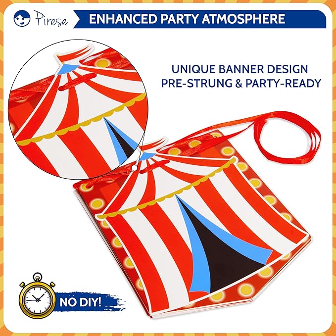 Pirese Carnival & Circus Birthday Party Decorations - Birthday Party Supplies | Banner & Balloons Decor for Kids