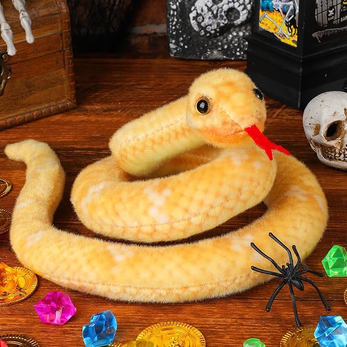 Snake Plush, Stuffed Snake Animal, 27 in Small Toy Snakes for Kids, Giant Stuffed Animals Snake, Lifelike Plush Snake for Birthday Present Party Prank Prop (Yellow)