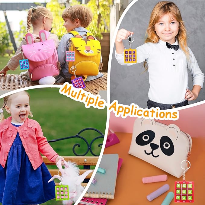 24PCS Tic Tac Toe Game Birthday Party Favors Goodie Bags Easter Basket Stuffers for Kids 4-8 8-12 Classroom Treasure Chest Carnival Prize Box Toys Bulk Keychain Pinata Filler Return Gifts for Girl Boy