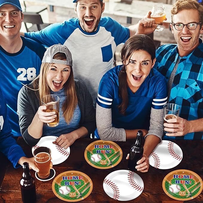 CHUNNIN 50 Pcs Baseball Party Paper Plates for Baseball Birthday Party Decoration 7 In Sport Themed Birthday Parties Plates Ball Themed Disposable Dessert Plate for Sport Theme Parties Supplies