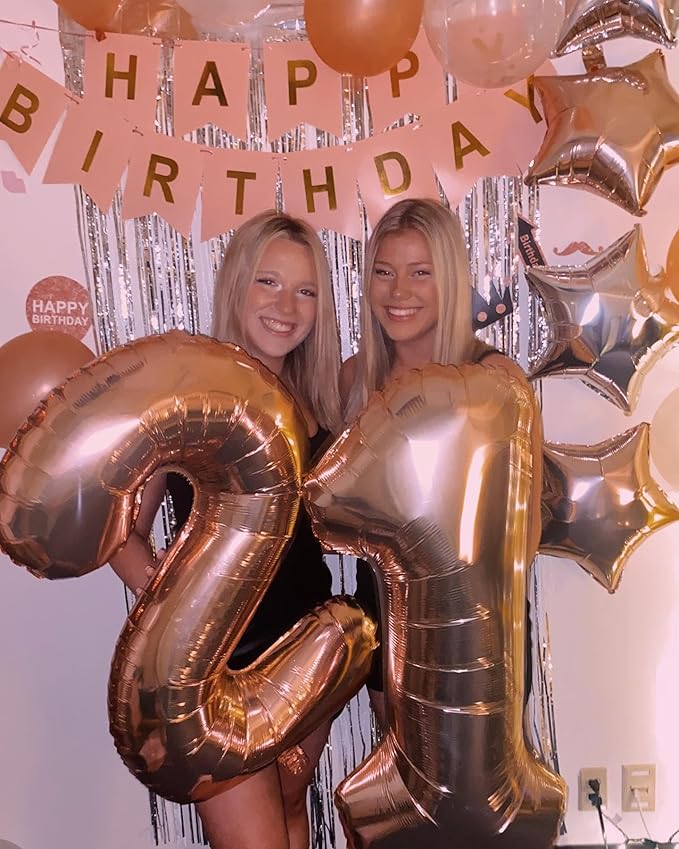 40 Inch Rose Gold 1 Balloon for First Birthday, 1st Number Balloons Birthday Decorations for Girl Boy Kids Toddler Baby, One Giant Number 1 Balloon