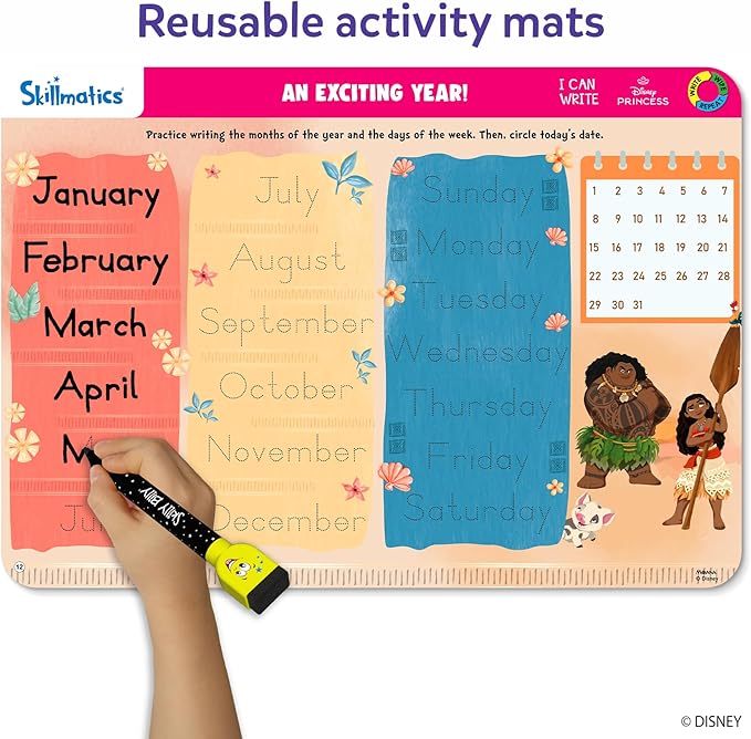 Skillmatics I Can Write Disney Princess - Reusable Preschool Learning Activities, Educational Game, Handwriting Aids, Back to School Supplies, Easter Gifts for Students, Kids, Toddlers Ages 3, 4, 5, 6