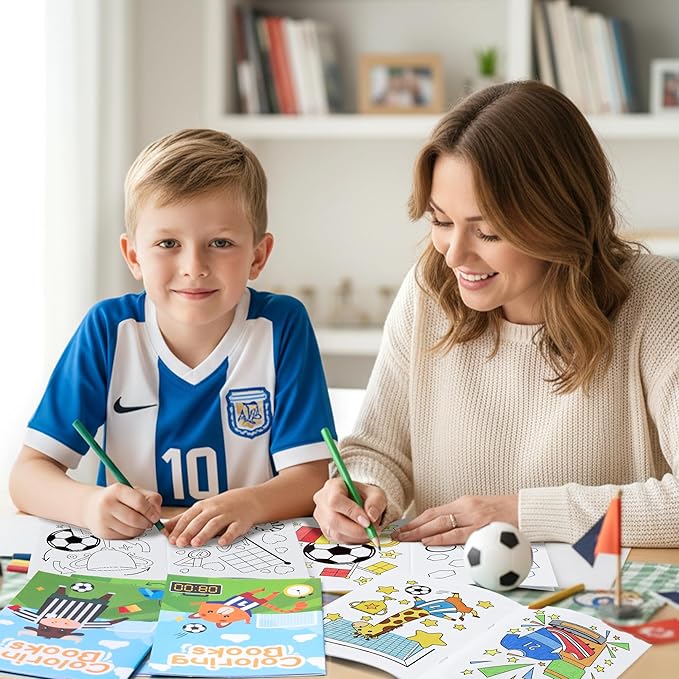 Soccer Coloring Books for Kids - 48Pcs Soccer Mini Coloring Booklet Sports Ball Theme DIY Art Drawing Book for Toddlers Birthday Party Favors Gifts Classroom Reward Home Art Activity Supplies