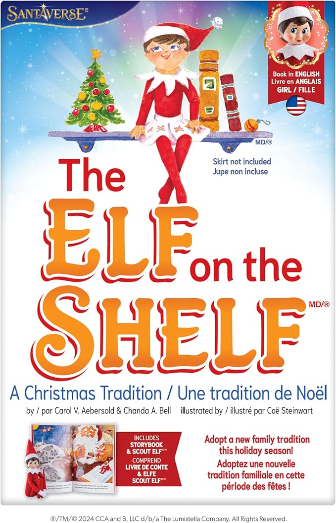 The Elf on the Shelf: A Christmas Tradition - Includes Artfully Illustrated Storybook, Keepsake Box and Official Adoption Certificate - Bilingual Packaging - Girl Scout Elf with Blue Eyes