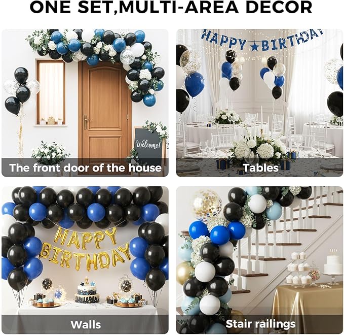 LovesTown 110PCS Black Balloons, Latex Balloon for Birthday Baby Shower Graduation Casino Gaming Anniversary Wedding Black History Month Themed Father's Day Party Supplies Garland Arch,12 Inches