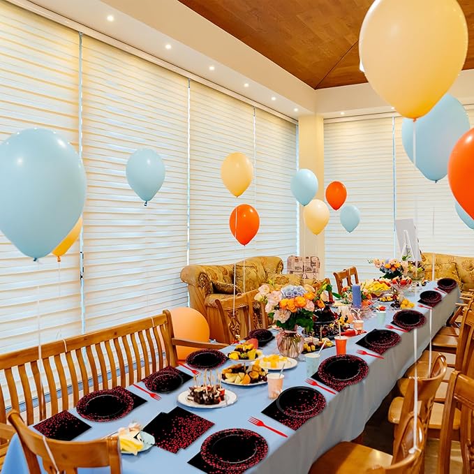 96 Pcs Black and Red Party Plates and Napkins Party Supplies Red Dot on Black Party Birthday Tableware Set Decorations Favors for Birthday Baby Shower Serves 24
