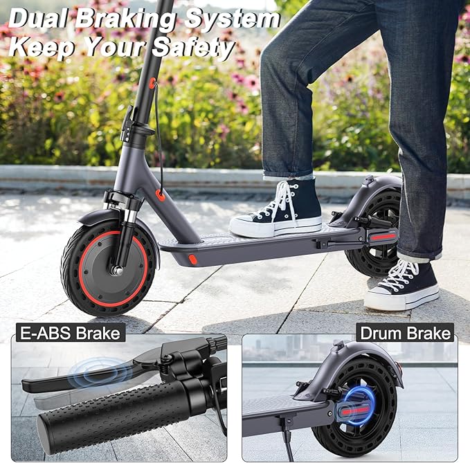 VOLPAM Electric Scooter, 350W/500W Powerful Motor, 8.5"/10" Solid Tires, 19/21Mph, 28/23/21/16 Miles Max Range, Dual Braking