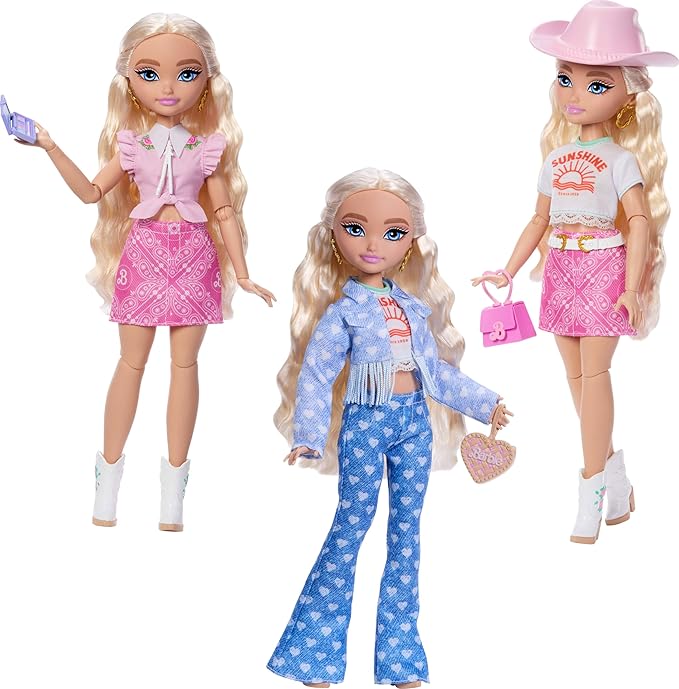 Barbie Dream Besties Festival Looks Set, Including Barbie “Malibu” Doll with Long, Blonde Stylized Hair, 10+ Removable Fashions & Accessories