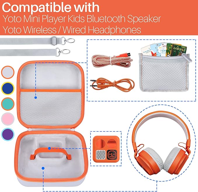 Storage Case Compatible with Yoto Mini Kids Audio Music Player & Yoto Headphones Children Speaker Plays Audiobook Cards Radio