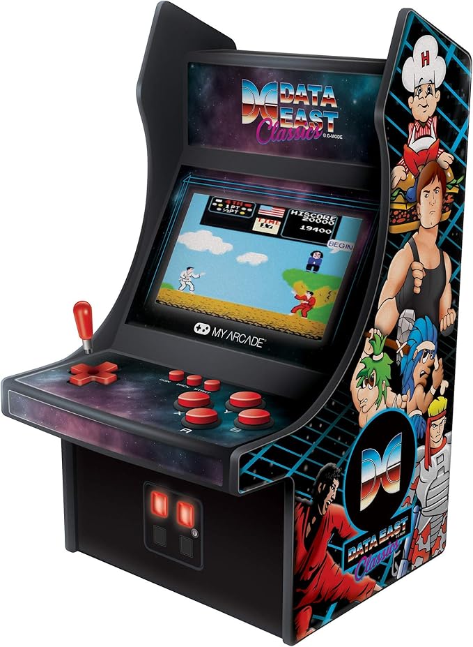 My Arcade Data East Classics Mini Player - 10 Inch Mini Arcade Machine Cabinet - 34 Retro Games Included - Heavy Barrel, Caveman Ninja, and More - Licensed Collectible