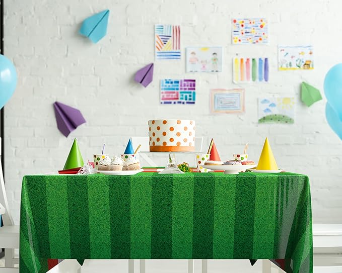 Oudain 6 Pcs Football Party Tablecloth 108 x 54 Inches Rectangle Rugby Table Cloth Disposable Plastic Sport Themed Table Covers for Football Rugby Day Birthday Party Supplies Favors (Green)