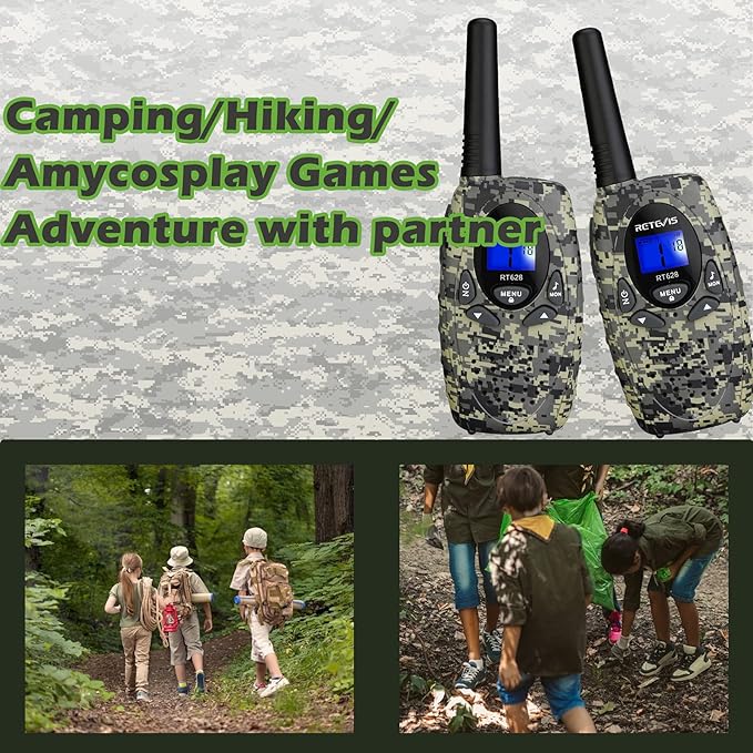 Retevis RT628 Kids Walkie Talkies Rechargeable, Army Toys for Boys Age 6 8-12, 22CH VOX 2 Way Radio Walkie Talkie for Christmas Birthday Gifts Outdoor Scavenger Game Camping(Camouflage, 2 Pack)