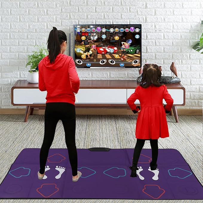flexman Dance Mat for Kids and Adults, Double User TV Wirelessly Dance Mat with HD AR Camera 2 Remote Control, Musical Electronic Non Slip Dancing Step Pad for Home Gyms