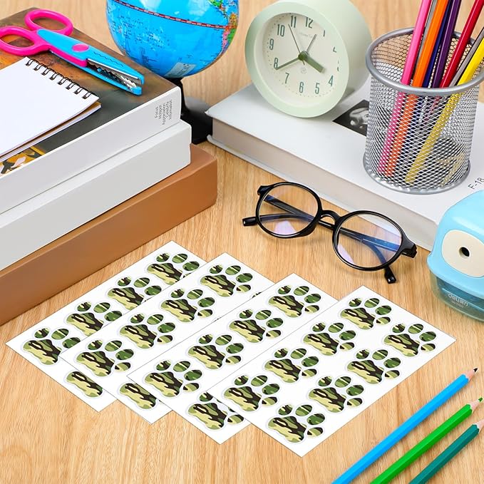 120 Pairs Forest Camouflage Eye Black Bulk Tiger Paw Football Stickers Sport Glitter Eyeblack Sticker Team Spirit Accessories for University College Game Day Sport Fan Themed Party Supply