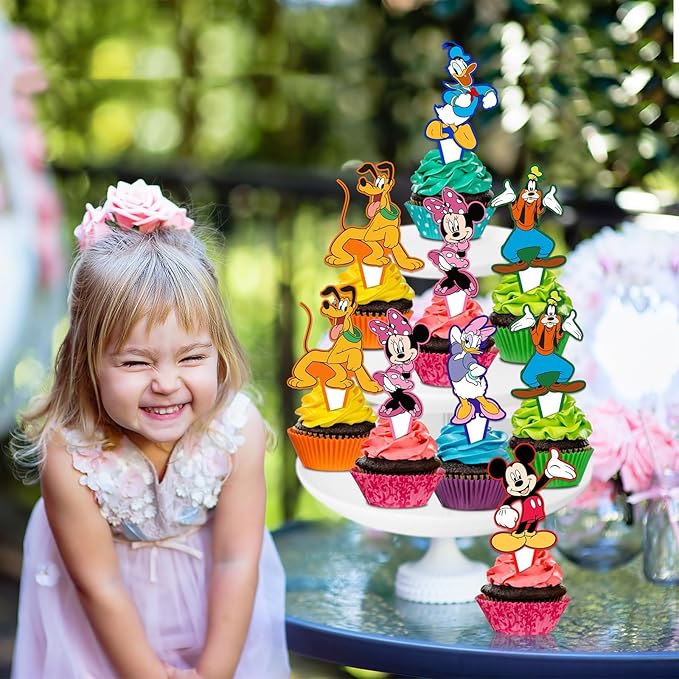 Mouse Birthday Party Supplies, 24PCS Cupcake Toppers Decorations for Mickey Party Supplies Decor