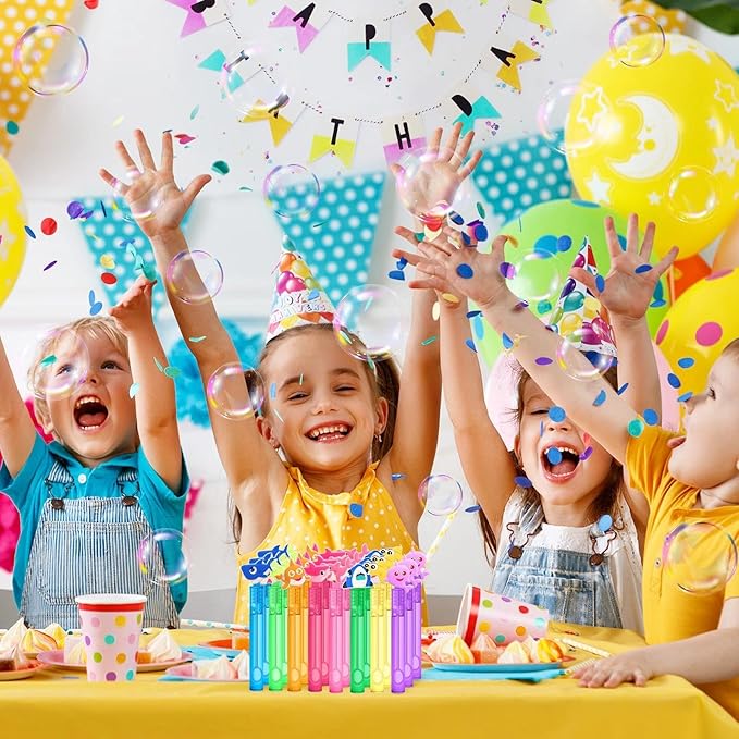 AFZMON 24Pcs Shark Party Favors Bubble Wands for Kids, Under The Sea Mini Bubbles Wand Toys, Ocean Birthday Party Supplies Goodie Gift Bag Stuffers Pinata Classroom Prizes