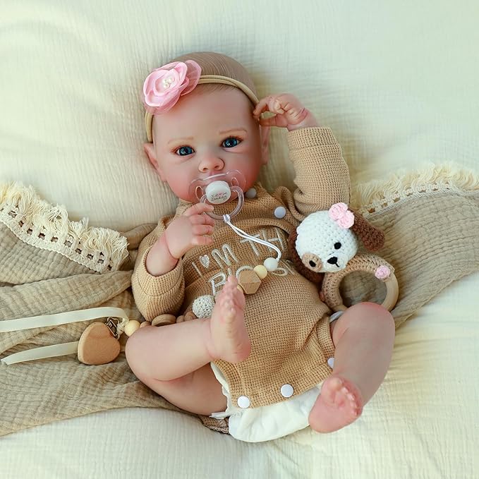 Realistic Reborn Baby Dolls - 20 Inch Cute Real Life Baby Girl Doll, Lifelike Newborn with Full Vinyl Body,Real Baby Dolls with Accessories for 3+ Years Old Kids Gifts