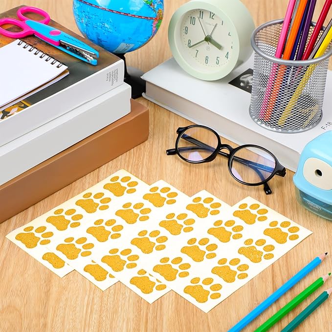 120 Pairs Gold Eye Black Bulk Tiger Paw Football Stickers Sport Glitter Eyeblack Sticker Team Spirit Accessories for University College Game Day Sports Fans Themed Party Supplies