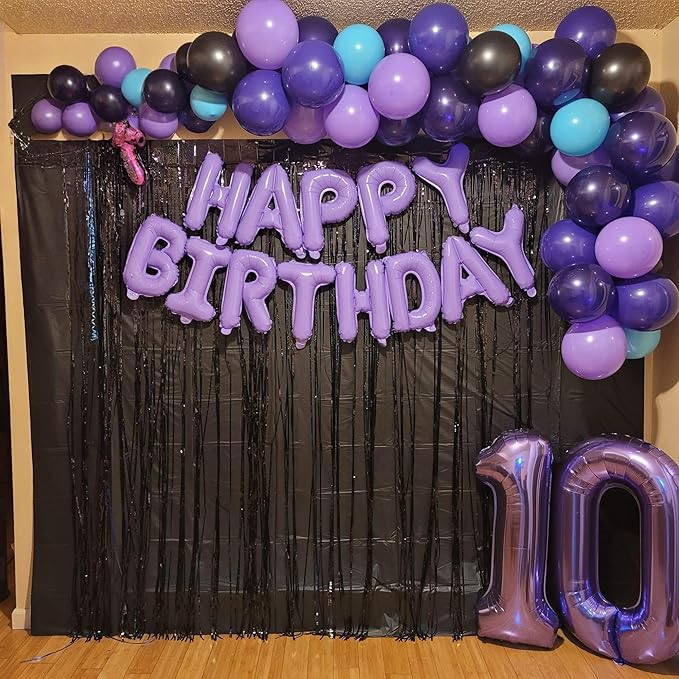 Purple Number Balloons, 40 Inch Foil Large Balloons, Helium Self Inflating Number Balloon for Girls Women 10th 20th Birthday Party Bridal Shower Anniversary Ceremony Party Decoration Supplies