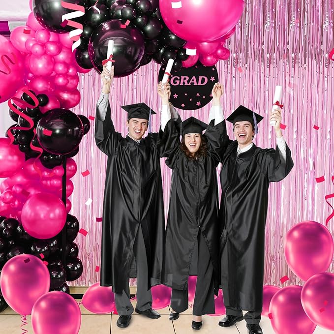 Curtain Pink Foil Backdrop, 3 PCS 3.3 x 9.9 ft, for Galentines Day Decorations, Birthday, Graduation, Engagement Party Decorations