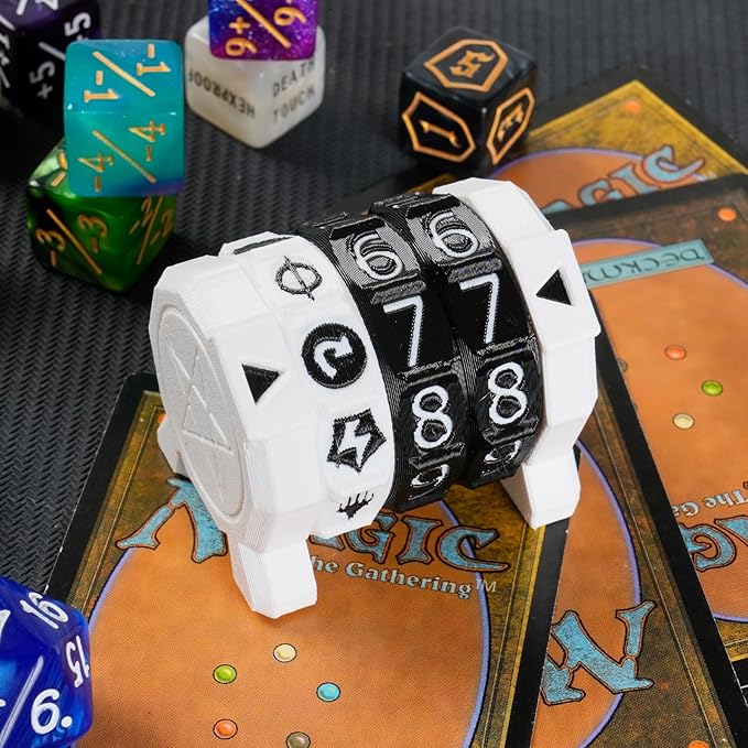 MTG Life Counter Wheel Health Tracker Gradient Game Counter for Board Game Compatible Table top Games with Magic Card Game Accessories CCG Creature Stats (White with Black)