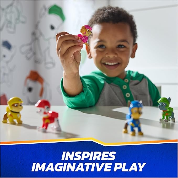 Paw Patrol: Rescue Wheels, 6-Pack Pup Squad Action Figure Gift Set, Under 2-Inch Figures, Kids Toys for Boys & Girls Ages 3 and Up