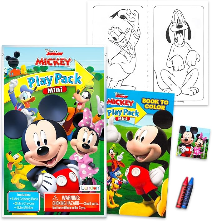 Mickey Mouse Club House Mini Party Favors Set - Bundle with 24 Mickey Play Packs with Coloring Pages, Stickers, More | Mickey Party Supplies