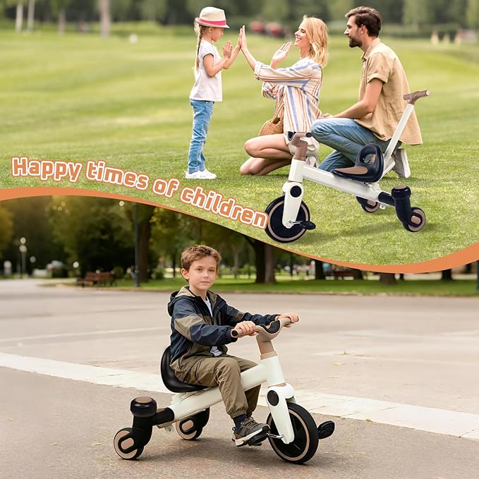 4-in-1 Kids Tricycle, Convertible Drift Trike, Pedal Tricycle for Ages 3-5