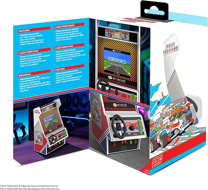 My Arcade Pole Position Racing Player: Retro Mini Arcade Game Console with 2 Games, Real Racing Controls, Gifts for Adults, Full Color Screen