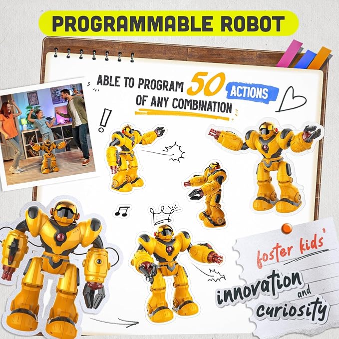 BEZGAR Robot Toys for Kids 3-12 Years Old - Big RC Robot Programmable Dancing with 22 Actions, Remote Control Emo Robots Supporting 78 Changing Expression Christmas Birthday Gift for Boys and Girls