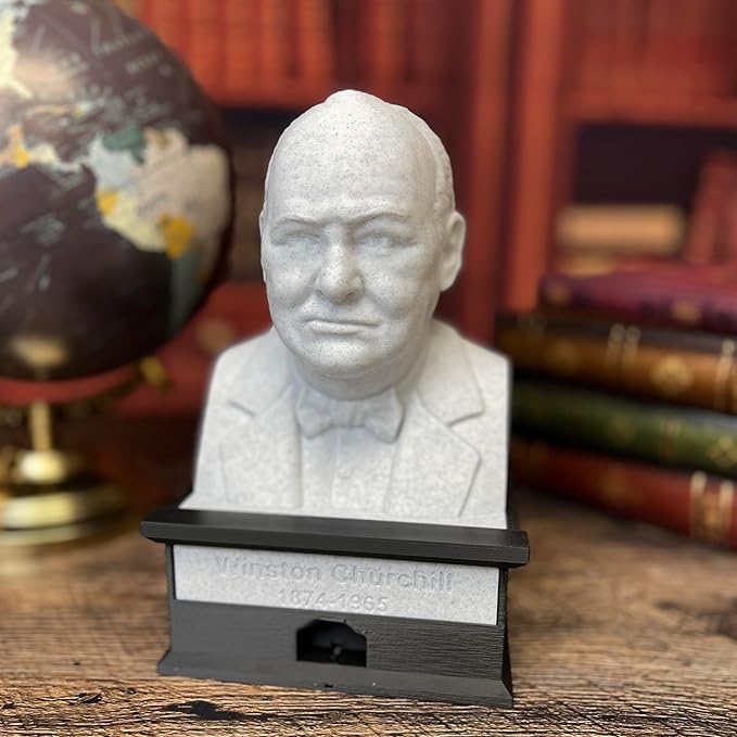 MunnyGrubbers - Winston Churchill - Talking Busts - Plastic Collectible Toy - Press The Button for a Quote or Fun Fact - (Marble)
