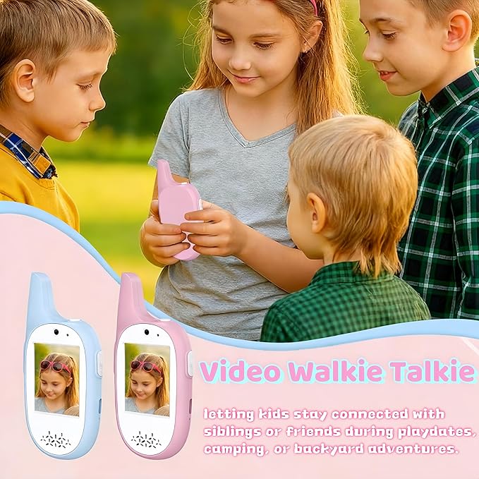 Upgrated Video Walkie Talkies for Kids, Kids Walkie Talkies 2 Pack with Voice Changer, Outdoor Toys for Family Games, Outside, Adventure, Camping, Hiking for Boys Girls Ages 3-12